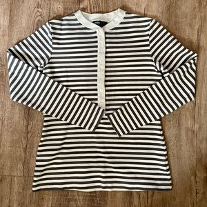 Go Lite Striped Henley Long Sleeve Top Size Small